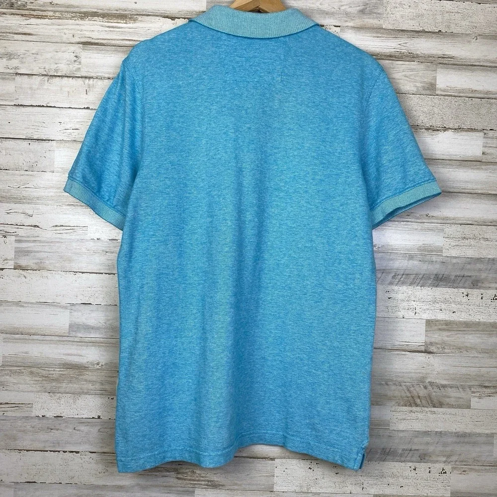 Banana Republic Polo Shirt Mens Sz M/M Heather Teal Textured 100% Cotton GAP